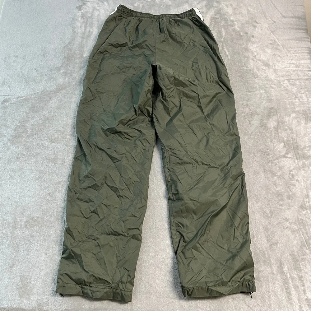 Vintage 90s Nike Baggy Track Pants Olive Green White Stripe Mesh Lined Womens M